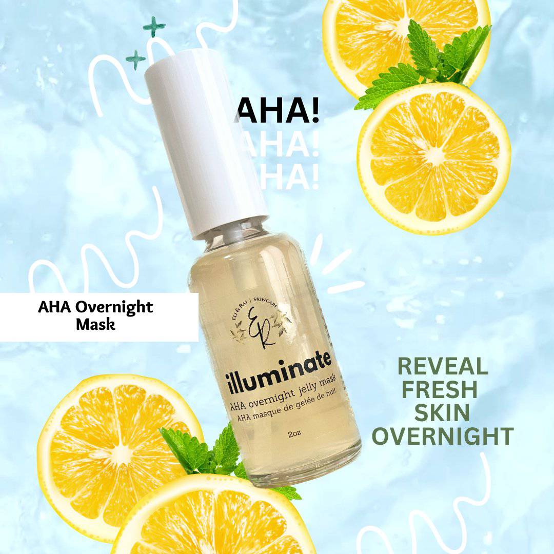 Illuminate AHA Overnight Mask - Eli & Rai; AHA and BHA serum; Anti-Blemish, Anti-blackhead serum